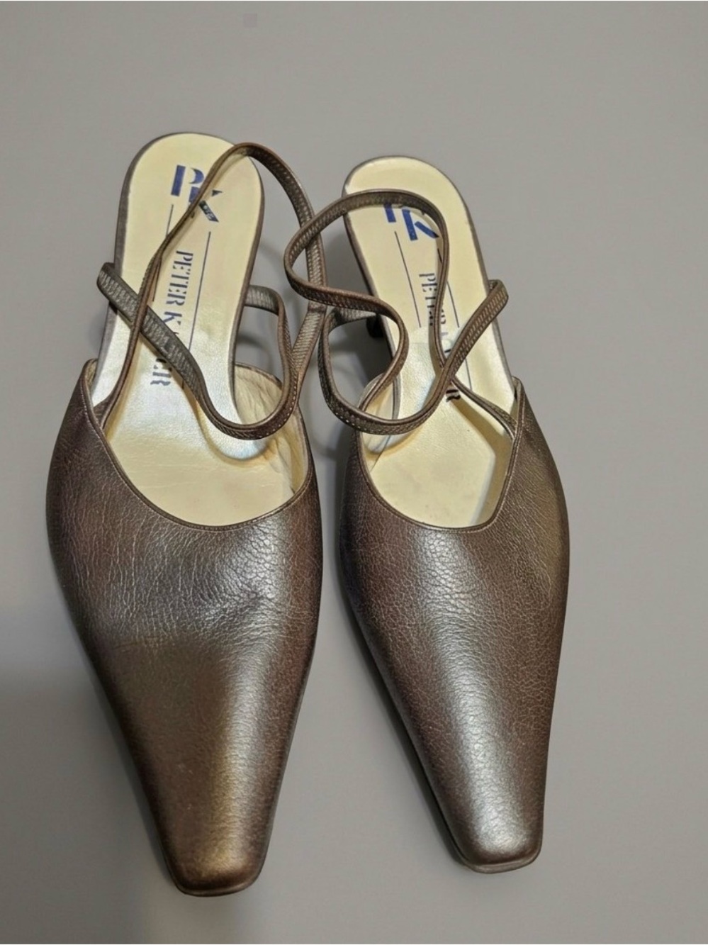 Peter Kaiser Brown Leather Pointed Slingback Mules